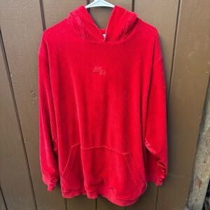 Vintage Nike Air Center Swoosh Velour Corduroy Swoosh Hoodie Red Pullover XL